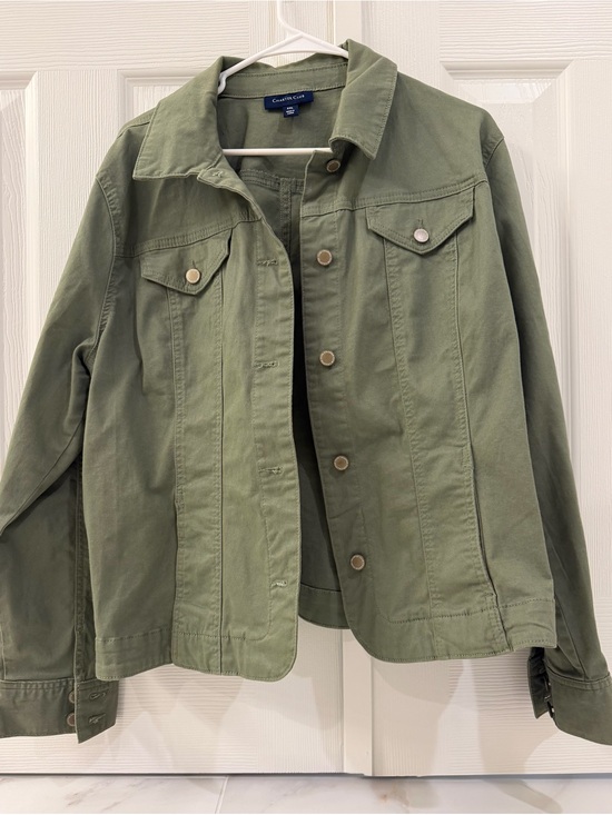 Charter Club Jackets & Blazers - Charter Club Olive Green Cotton Jean Jacket